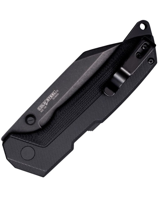 Karve folding knife AUS-10A steel blackwash finish Atlas Lock Black G10 handle Seax style blade Karve folding knife AUS-10A steel blackwash finish Atlas Lock Black G10 handle Seax style blade