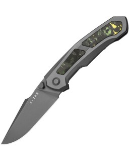 Feweed S90V premium steel gray blackwash finish Titanium handle Fat Carbon Toxic Storm inlay