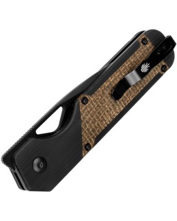 Militaw folding knife Nitro-V steel blackwash finish Natural Micarta and G10 handle