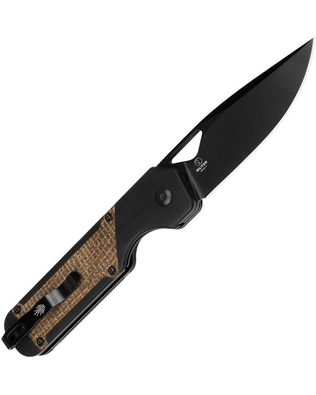 Militaw folding knife Nitro-V steel blackwash finish Natural Micarta and G10 handle Militaw folding knife Nitro-V steel blackwash finish Natural Micarta and G10 handle