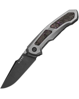 Feweed S35VN steel blackwash finish Titanium handle Fat Carbon Purple haze inlay