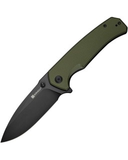 Skarnax folding knife 9Cr18MoV steel black finish blade Linerlock OD green G10 handle