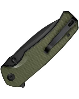 Skarnax folding knife 9Cr18MoV steel black finish blade Linerlock OD green G10 handle