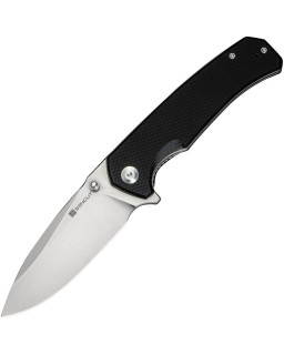 Skarnax folding knife 9Cr18MoV steel satin finish blade Linerlock black G10 handle