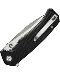 Skarnax folding knife 9Cr18MoV steel satin finish blade Linerlock black G10 handle