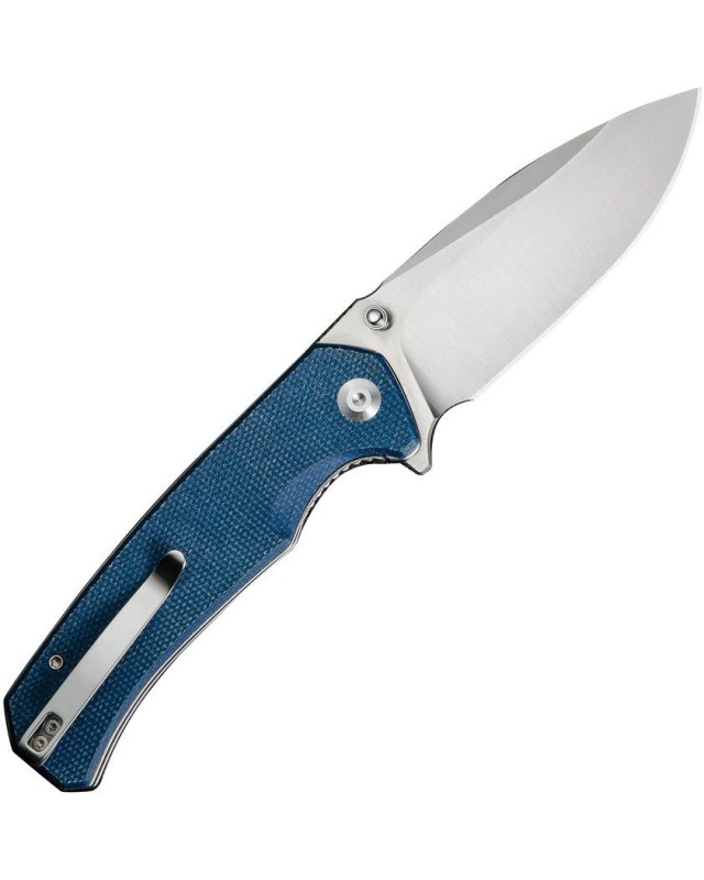 Skarnax folding knife 9Cr18MoV steel satin finish blade Linerlock blue canva micarta handle Skarnax folding knife 9Cr18MoV steel satin finish blade Linerlock blue canva micarta handle