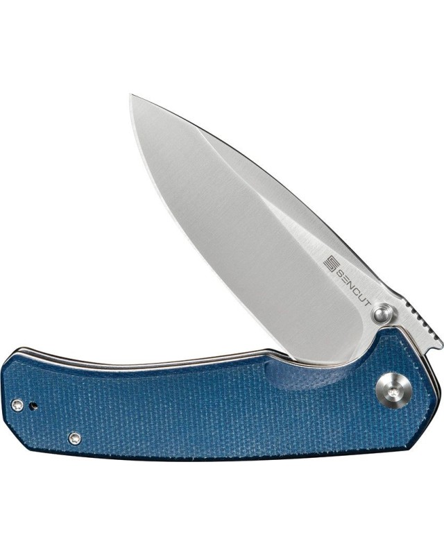 Skarnax folding knife 9Cr18MoV steel satin finish blade Linerlock blue canva micarta handle Skarnax folding knife 9Cr18MoV steel satin finish blade Linerlock blue canva micarta handle