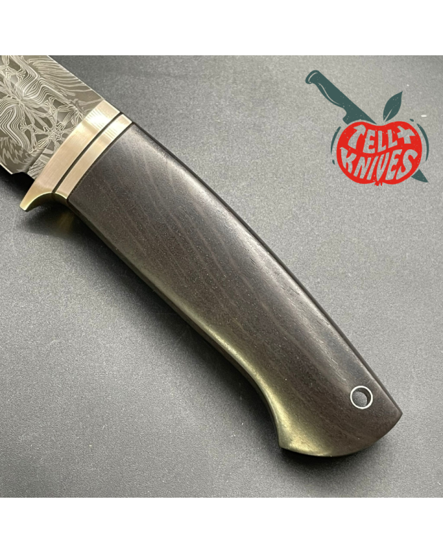 Custom Knife Ukraine Mosaic Damascus & Ebony wood handle Custom Knife Ukraine Mosaic Damascus & Ebony wood handle