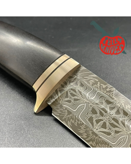 Custom Knife Ukraine Mosaic Damascus & Ebony wood handle