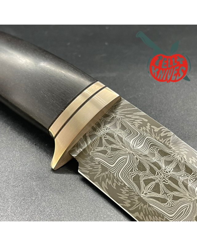 Custom Knife Ukraine Mosaic Damascus & Ebony wood handle Custom Knife Ukraine Mosaic Damascus & Ebony wood handle