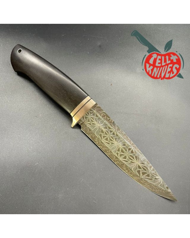 Custom Knife Ukraine Mosaic Damascus & Ebony wood handle Custom Knife Ukraine Mosaic Damascus & Ebony wood handle