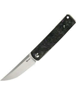 Bushido M390 premium steel blade satin finish dark matter purple FATCARBON scales handle front flipper