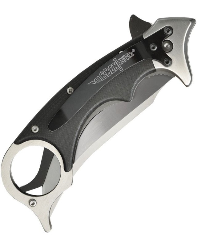 Recurve Karambit Linerlock polished black G10 handle Flipper Recurve Karambit Linerlock polished black G10 handle Flipper