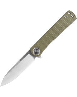 WIN+ Linerlock green micarta D2 steel satin finish