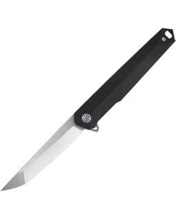 WIN+ Tanto folding knife Linerlock Black G10 D2 steel satin finish