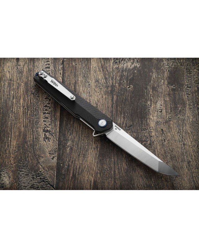WIN+ Tanto folding knife Linerlock Black G10 D2 steel satin finish WIN+ Tanto folding knife Linerlock Black G10 D2 steel satin finish