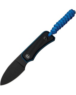 Baby Banter Fixed Blade Neck Knife Full Tang Nitro-V steel blackwash finish black blue G10 handle black kydex sheath