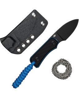 Baby Banter Fixed Blade Neck Knife Full Tang Nitro-V steel blackwash finish black blue G10 handle black kydex sheath
