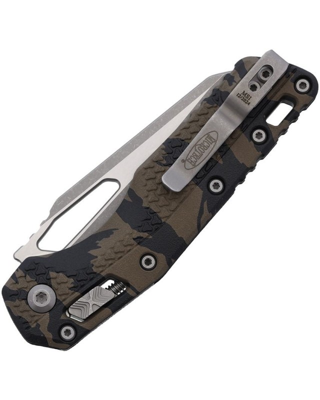 MSI M390MK steel Ram-Lok FRN Grip Tiger Stripes APOC finish partially serrated MSI M390MK steel Ram-Lok FRN Grip Tiger Stripes APOC finish partially serrated