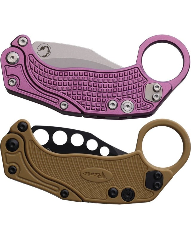 EXO-K Gravity Knife Karambit Button Lock Purple Aluminium N690 Steel Stonewash finish + training knife EXO-K Gravity Knife Karambit Button Lock Purple Aluminium N690 Steel Stonewash finish + training knife