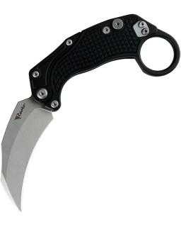 EXO-K Gravity Knife Karambit Button Lock Black Aluminium N690 Steel Stonewash finish + training knife