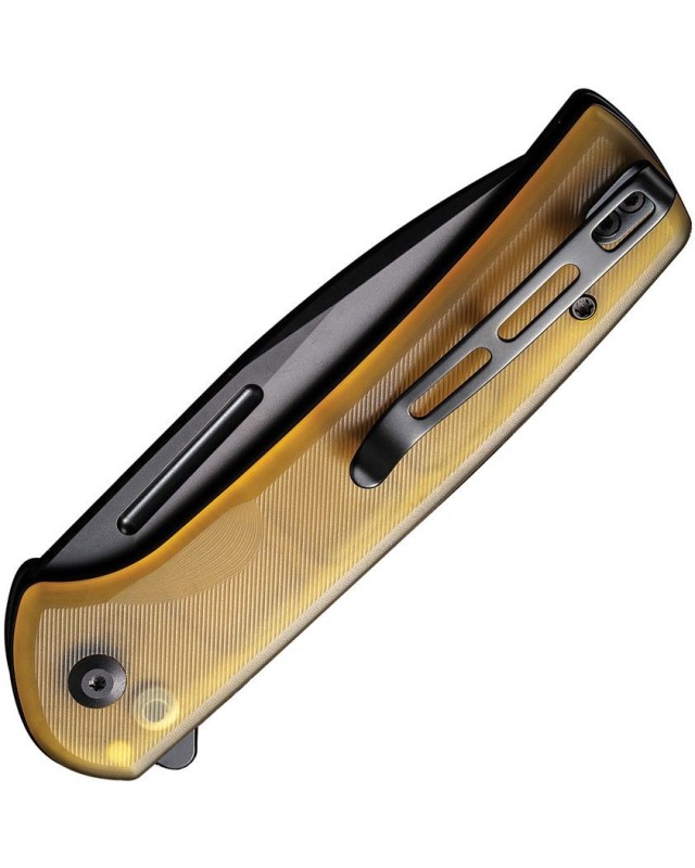 Conspirator Button Lock Nitro-V steel blackwash finish Ultem handle flipper Conspirator Button Lock Nitro-V steel blackwash finish Ultem handle flipper
