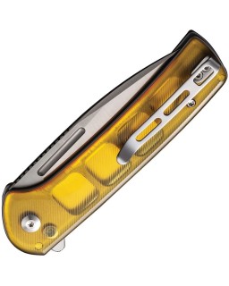 Conspirator Button Lock Nitro-V steel satin finish Ultem handle flipper
