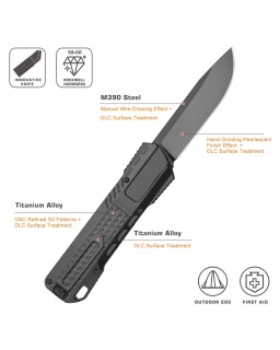 RT-Sharp Leopard Knife M390 premium steel DLC coated titanium handle gravity knife (OTF Manual Opening Swiss Legal)