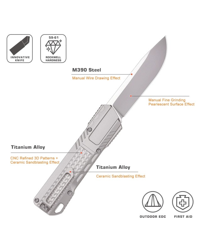 RT-Sharp Leopard Knife M390 premium steel light gray titanium handle gravity knife (OTF Manual Opening Swiss Legal) RT-Sharp Leopard Knife M390 premium steel light gray titanium handle gravity knife (OTF Manual Opening Swiss Legal)