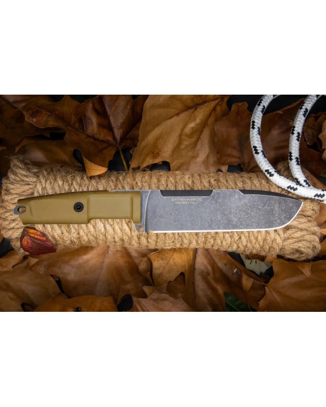 Ontos II Expeditions full tang N690 steel blackwash finish tan Forprene handle fire steel Ontos II Expeditions full tang N690 steel blackwash finish tan Forprene handle fire steel