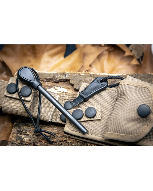 Ontos II Expeditions full tang N690 steel blackwash finish tan Forprene handle fire steel Ontos II Expeditions full tang N690 steel blackwash finish tan Forprene handle fire steel