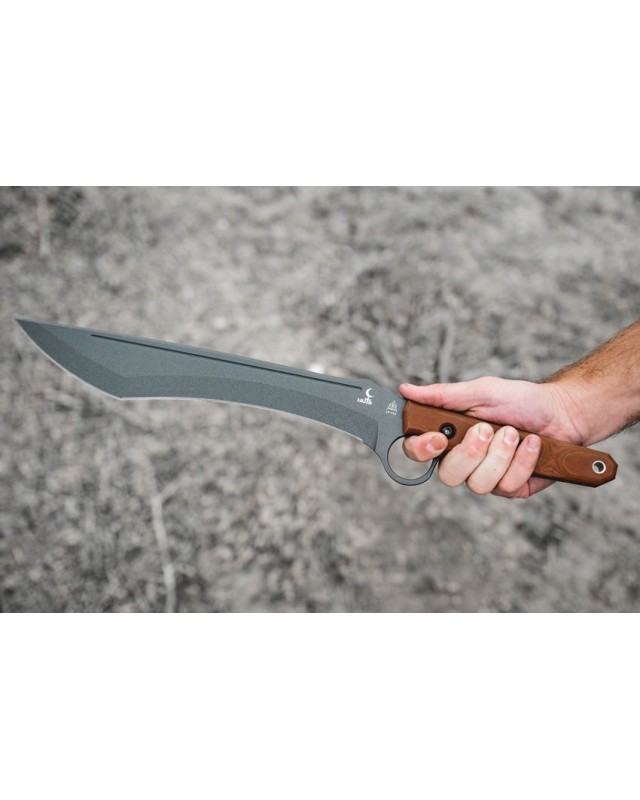 Lilith Full Tang 1095HC Machete tactical gunsmoke gray finish Tan Canva micarta Black Kydex Sheath Lilith Full Tang 1095HC Machete tactical gunsmoke gray finish Tan Canva micarta Black Kydex Sheath