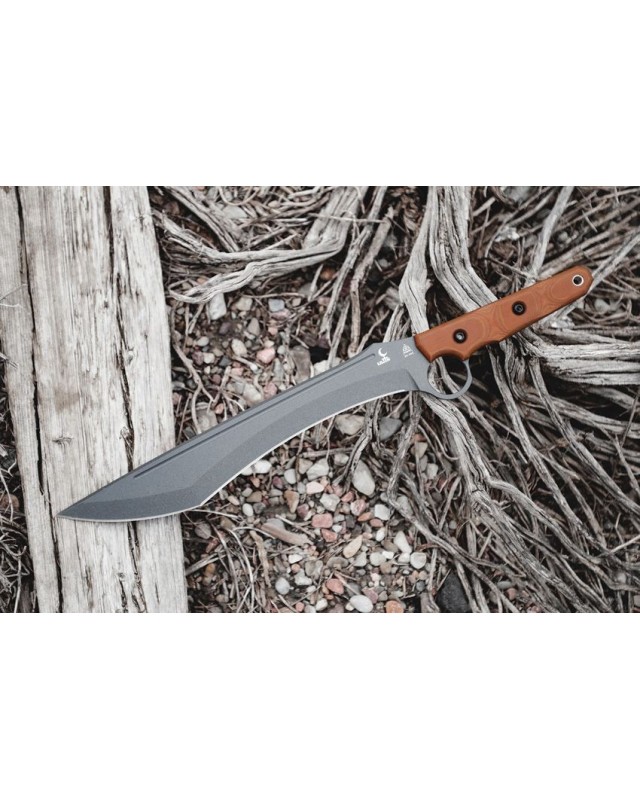 Lilith Full Tang 1095HC Machete tactical gunsmoke gray finish Tan Canva micarta Black Kydex Sheath Lilith Full Tang 1095HC Machete tactical gunsmoke gray finish Tan Canva micarta Black Kydex Sheath