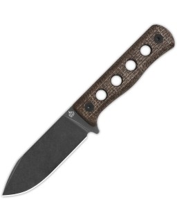 Canary Fixed Blade Full Tang Cr8Mo2VSi steel blackwash finish Dark Brown Micarta handle