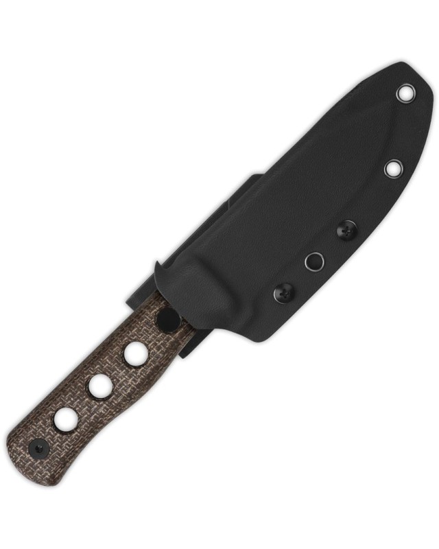 Canary Fixed Blade Full Tang Cr8Mo2VSi steel blackwash finish Dark Brown Micarta handle Canary Fixed Blade Full Tang Cr8Mo2VSi steel blackwash finish Dark Brown Micarta handle