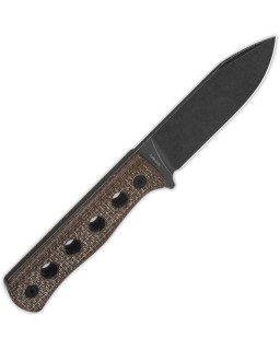 Canary Fixed Blade Full Tang Cr8Mo2VSi steel blackwash finish Dark Brown Micarta handle