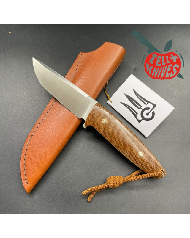 The Essential - small - Full tang acier inox 440C micarta de toile étui cuir brun