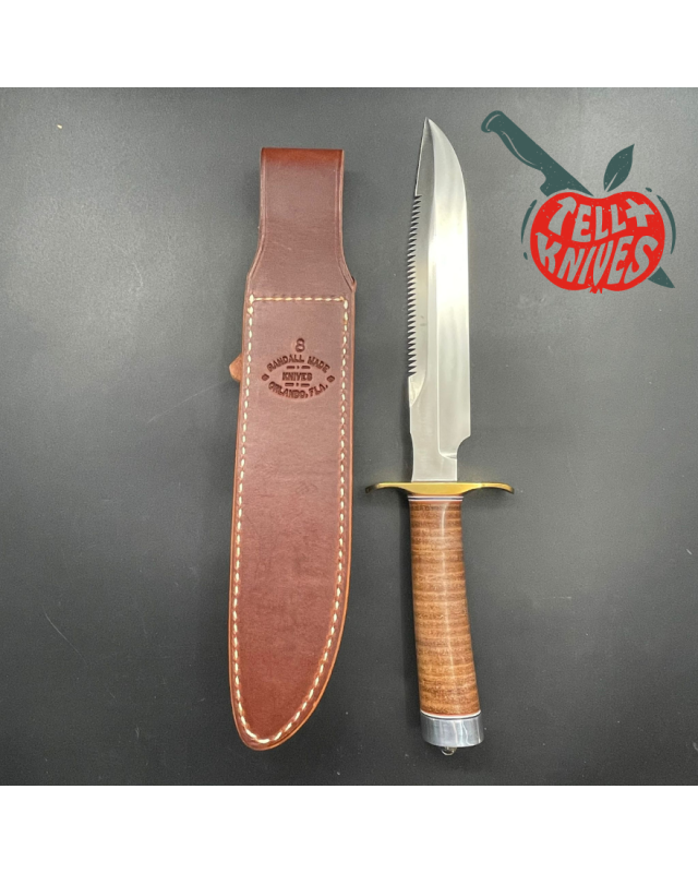 Model 1-8 forged stainless steel sawteeth stacked leather brown leather sheath with stone