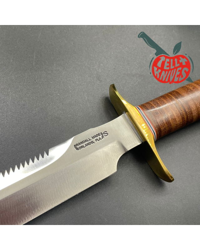 Model 1-8 forged stainless steel sawteeth stacked leather brown leather sheath with stone