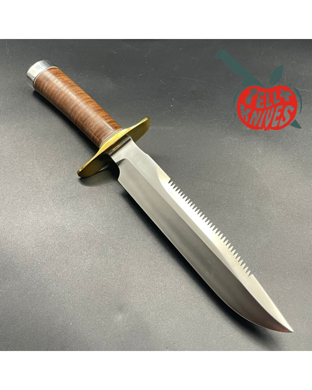 Model 1-8 forged stainless steel sawteeth stacked leather brown leather sheath with stone