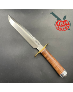 Model 1-8 forged stainless steel sawteeth stacked leather brown leather sheath with stone