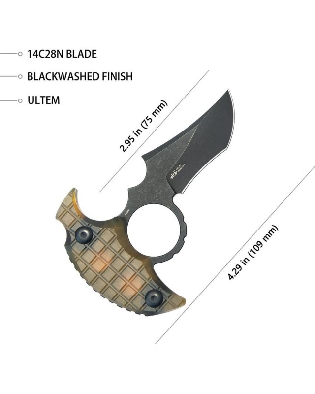 Stheno Push Dagger Full tang 14C28N steel blackwash finish Ultem handle Switzerland legal Stheno Push Dagger Full tang 14C28N steel blackwash finish Ultem handle Switzerland legal