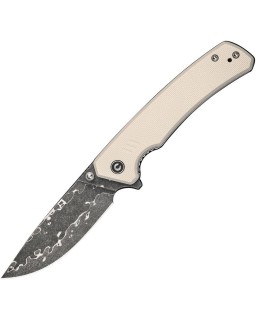 Merit Linerlock Damascus stainless steel Ivory G10 handle