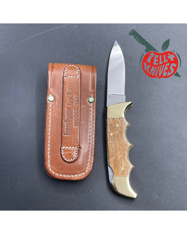 Vintage Kershaw 1040W AUS-6 steel brass bolsters bone handle leather sheath original box Vintage Kershaw 1040W AUS-6 steel brass bolsters bone handle leather sheath original box