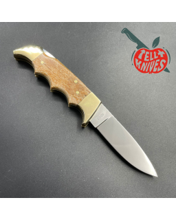 Vintage Kershaw 1040W AUS-6 steel brass bolsters bone handle leather sheath original box