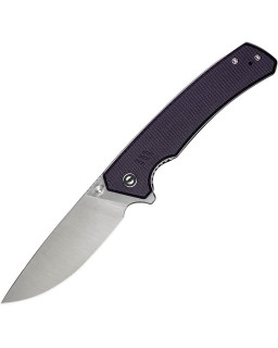 Merit Linerlock 14C28N stainless steel satin finish Purple G10 handle