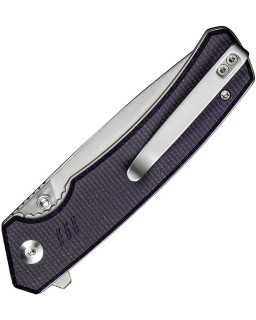 Merit Linerlock 14C28N stainless steel satin finish Purple G10 handle