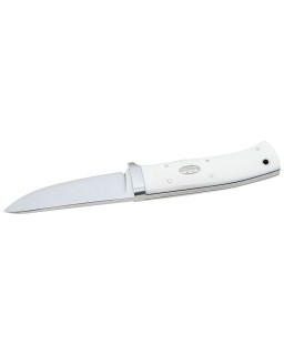 HK6 Hunter's Knife Full tang CowryX Damascus steel Elforyn handle black leather sheath