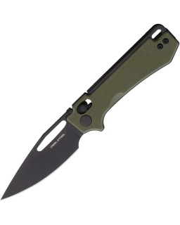 Vis folding knife 12C27 steel black PVD coated Crossbar Lock Green G10 handle