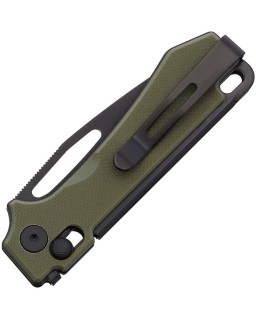 Vis folding knife 12C27 steel black PVD coated Crossbar Lock Green G10 handle